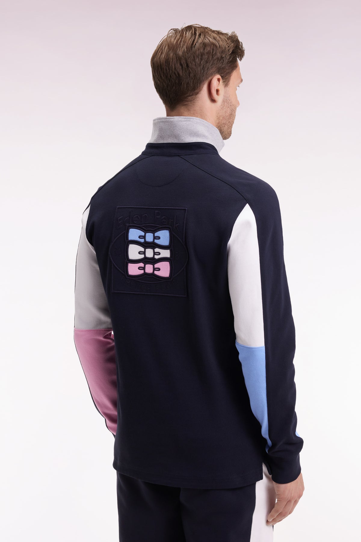 Eden Park Long-sleeved jersey in navy heavyweight cotton jersey embroidered straight cut