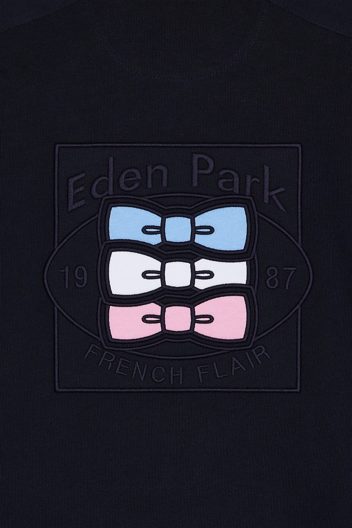Eden Park Long-sleeved jersey in navy heavyweight cotton jersey embroidered straight cut