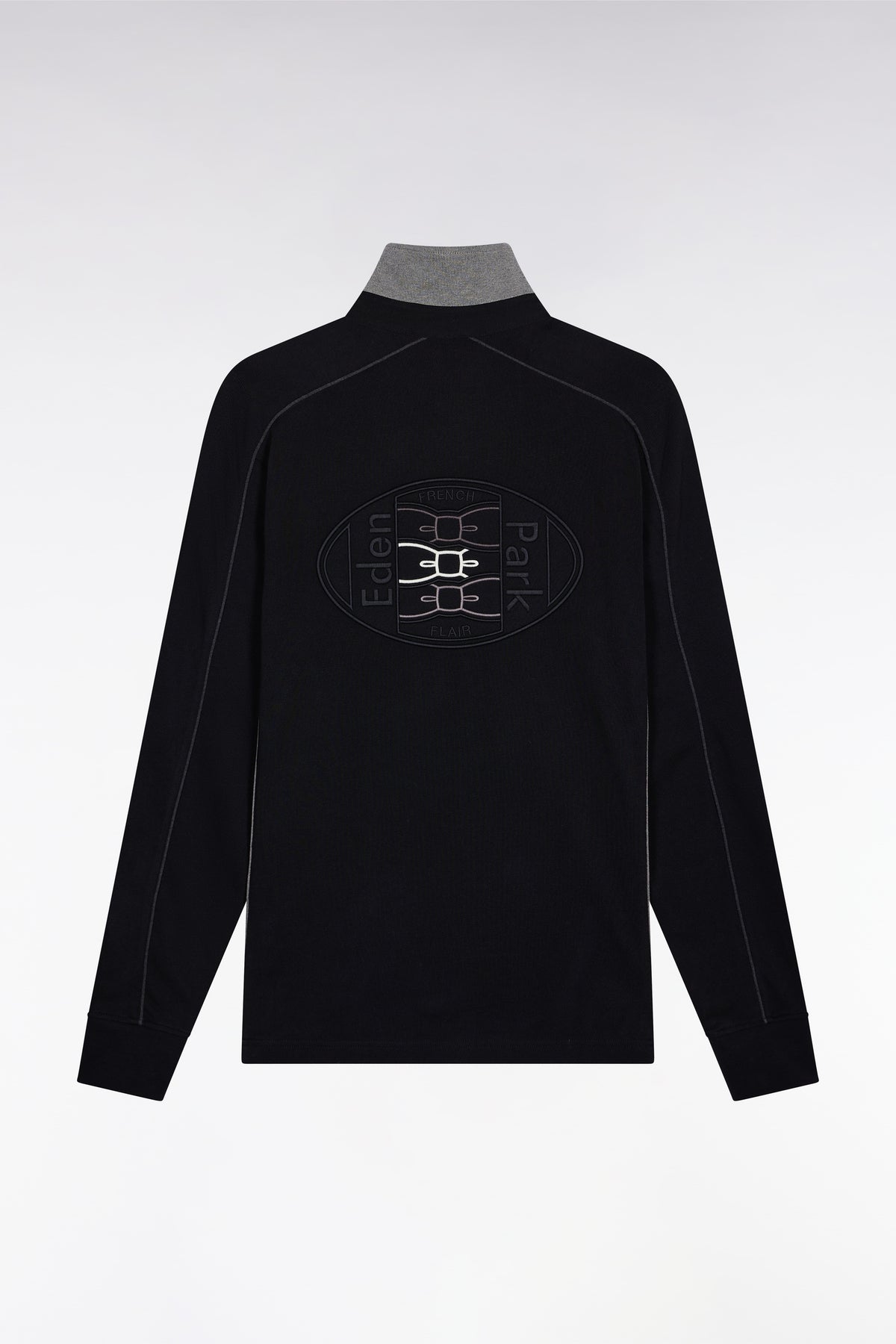 Eden Park Long-sleeved jersey in black heavyweight cotton jersey with straight fit