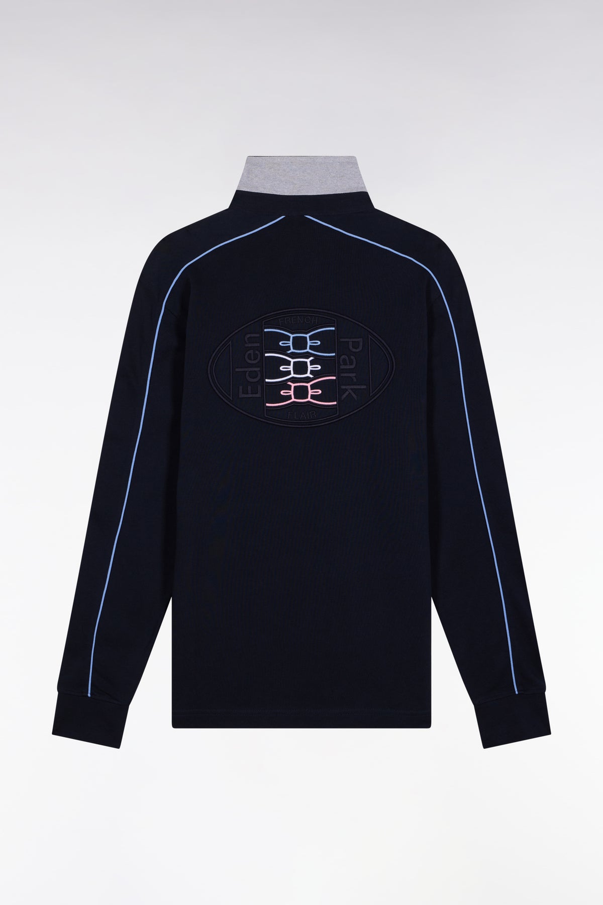 Eden Park Long-sleeved jersey in navy heavyweight cotton jersey with straight fit