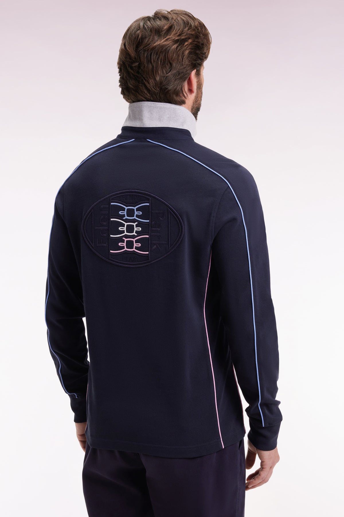 Eden Park Long-sleeved jersey in navy heavyweight cotton jersey with straight fit