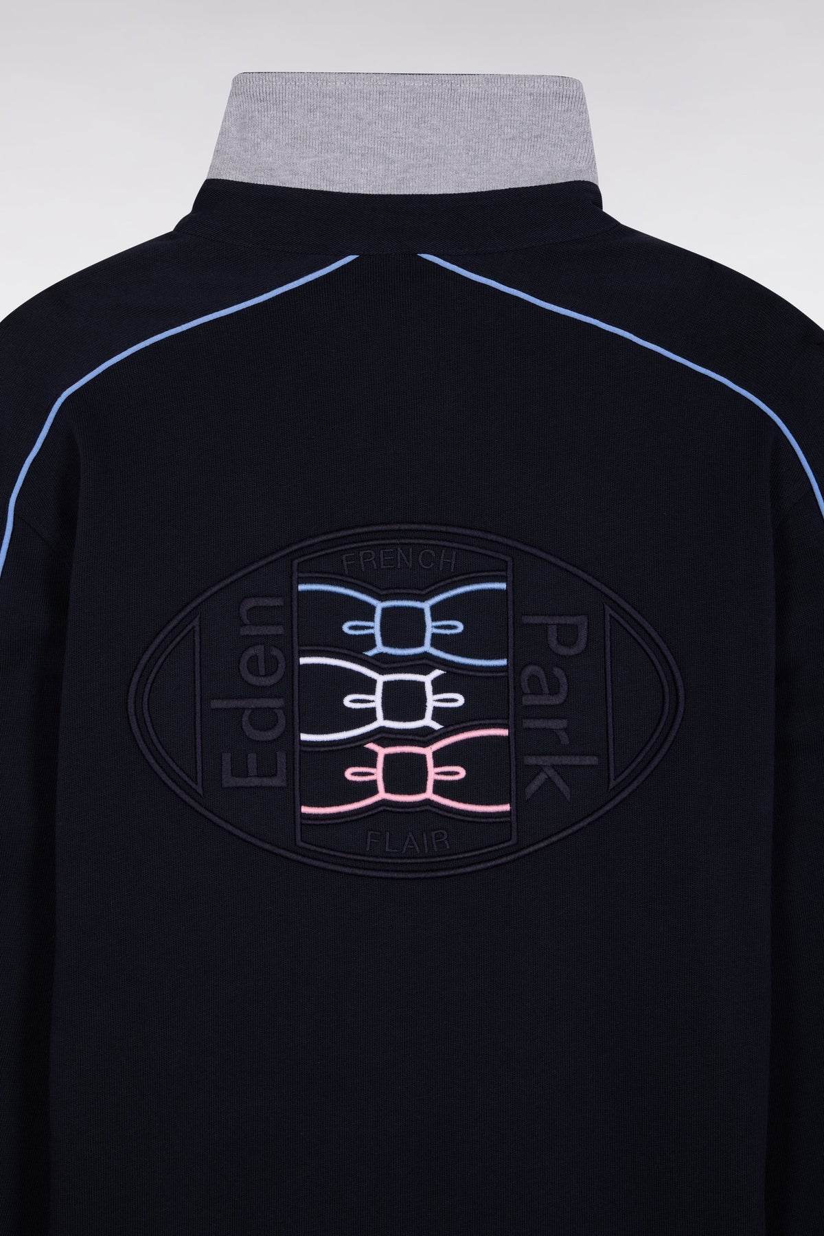 Eden Park Long-sleeved jersey in navy heavyweight cotton jersey with straight fit