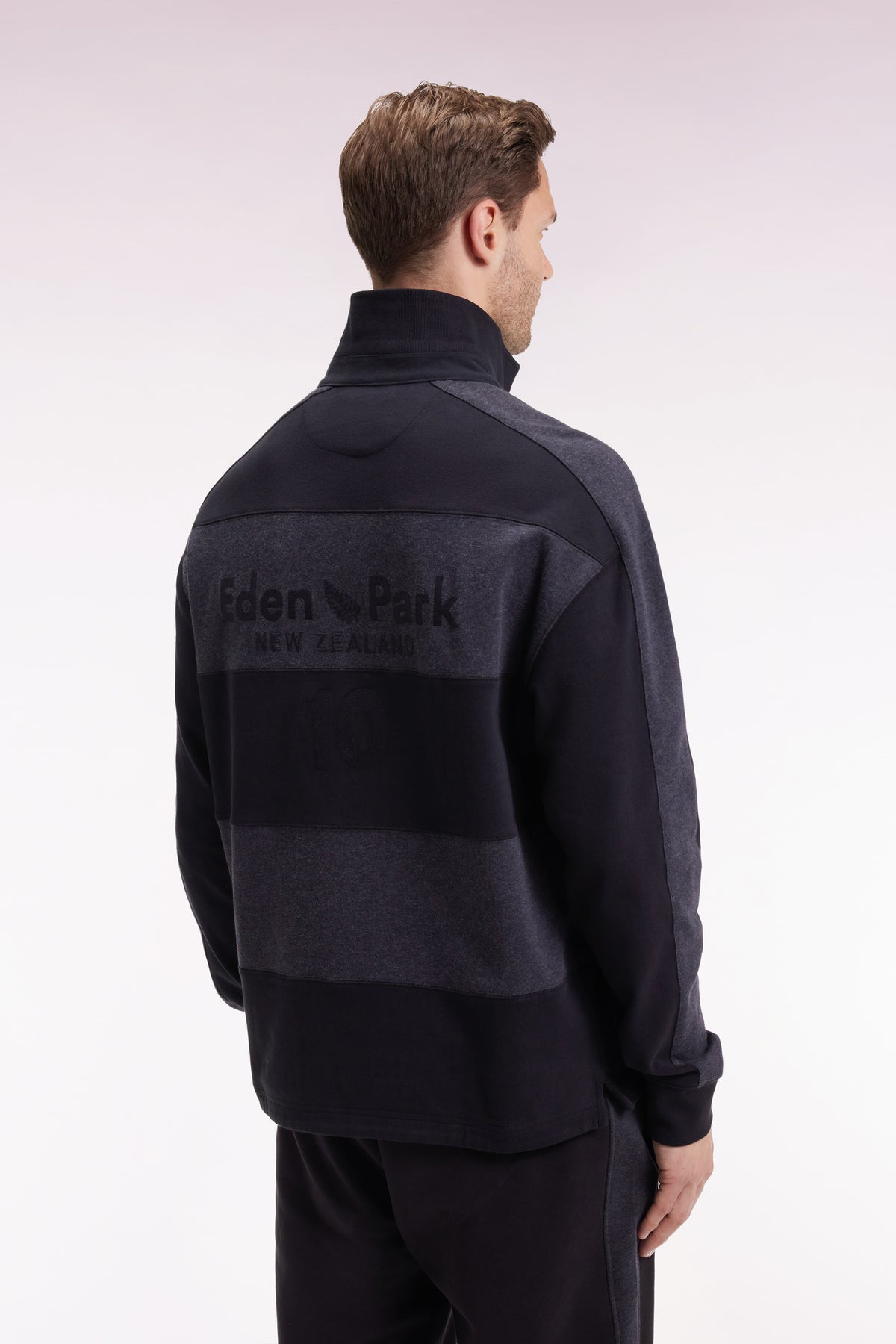 Eden Park New Zealand striped long sleeve jersey in grey heavyweight cotton jersey