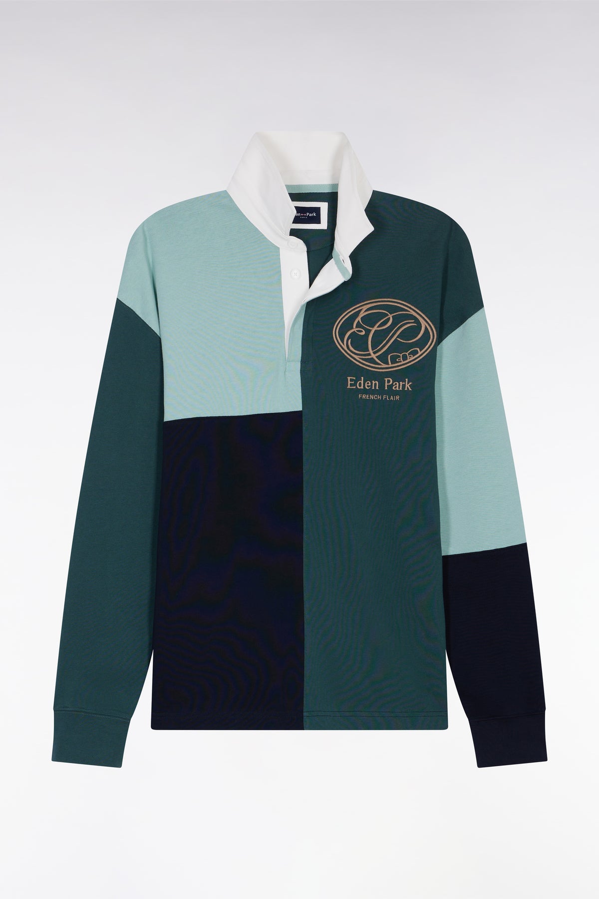 Eden Park Green cotton long-sleeved jersey with cut-and-sew dials