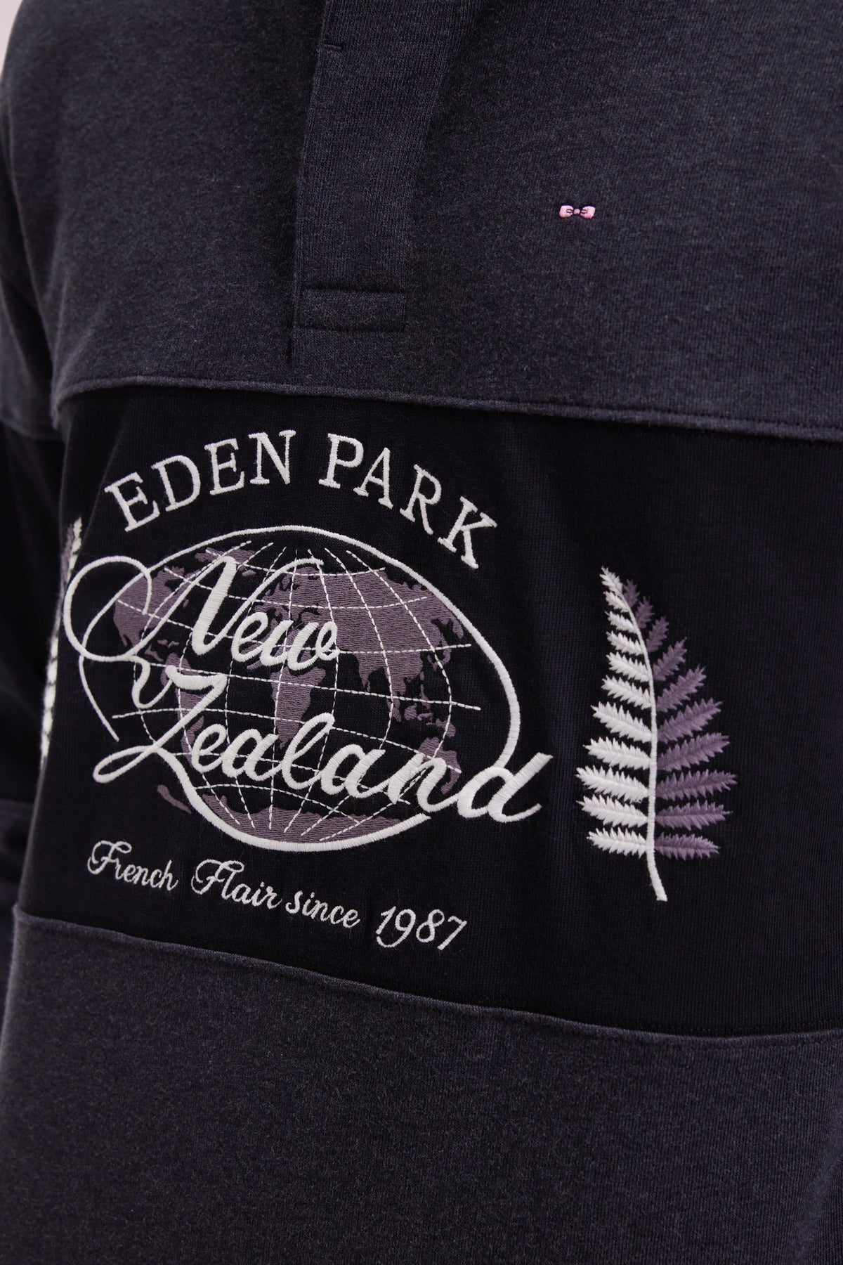 Eden Park Black and grey New Zealand embroidery long sleeve jersey