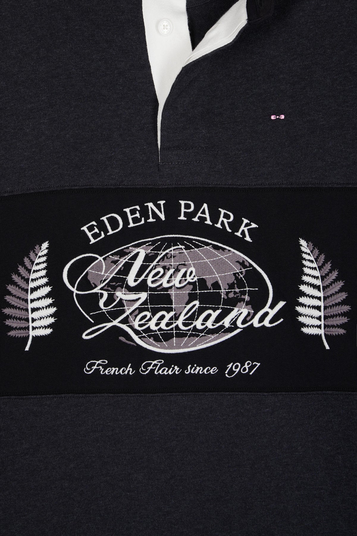 Eden Park Black and grey New Zealand embroidery long sleeve jersey