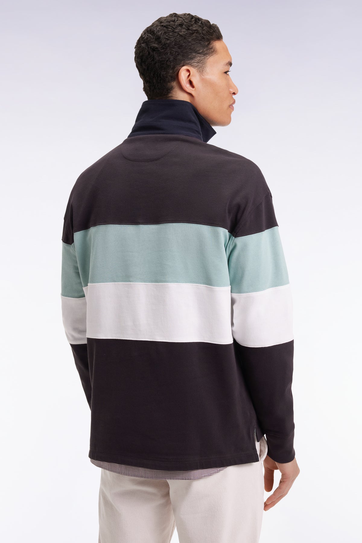 Eden Park Long sleeve jersey in thick black and green jersey with vintage embroidery