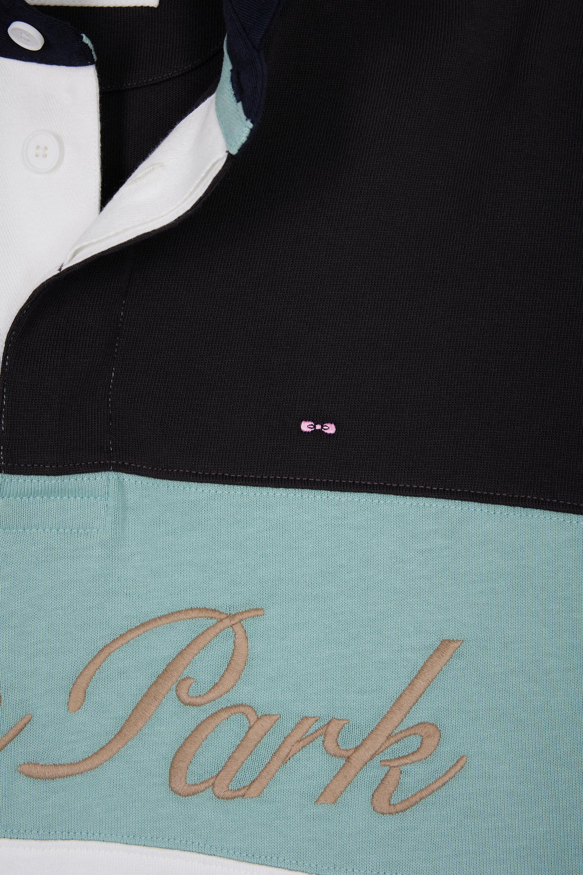 Eden Park Long sleeve jersey in thick black and green jersey with vintage embroidery