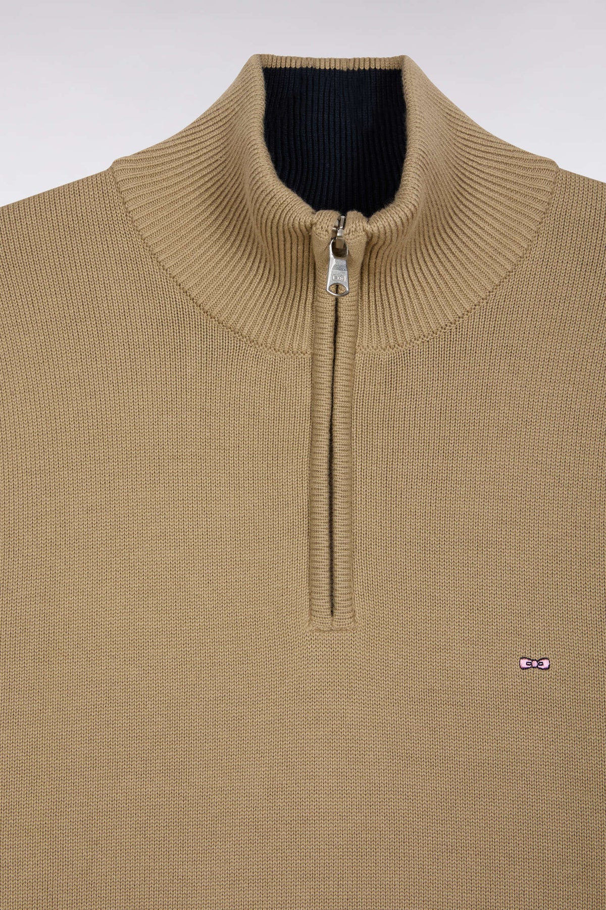 Eden Park Beige heavyweight cotton trucker collar sweater