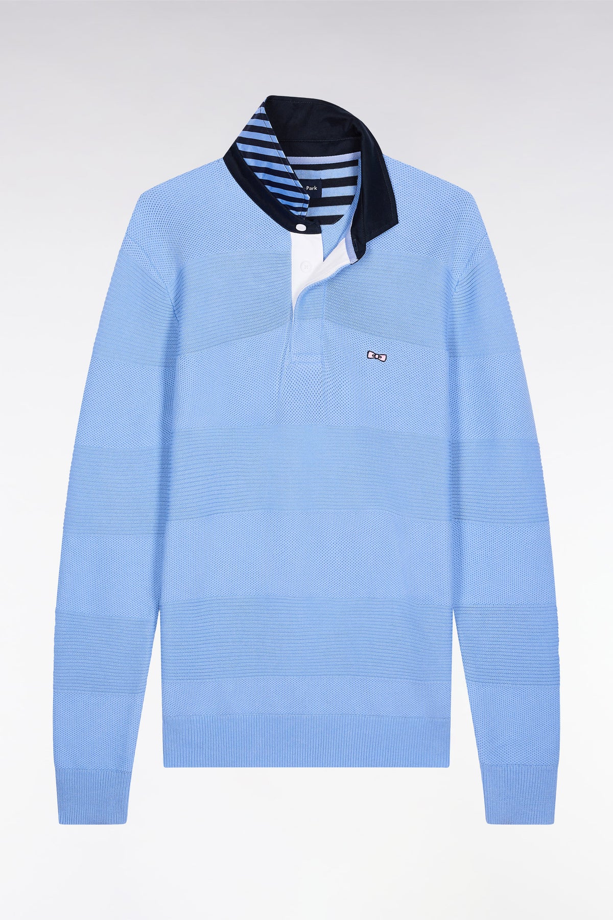 Eden Park Sky cotton jersey collar sweater with stripe effect