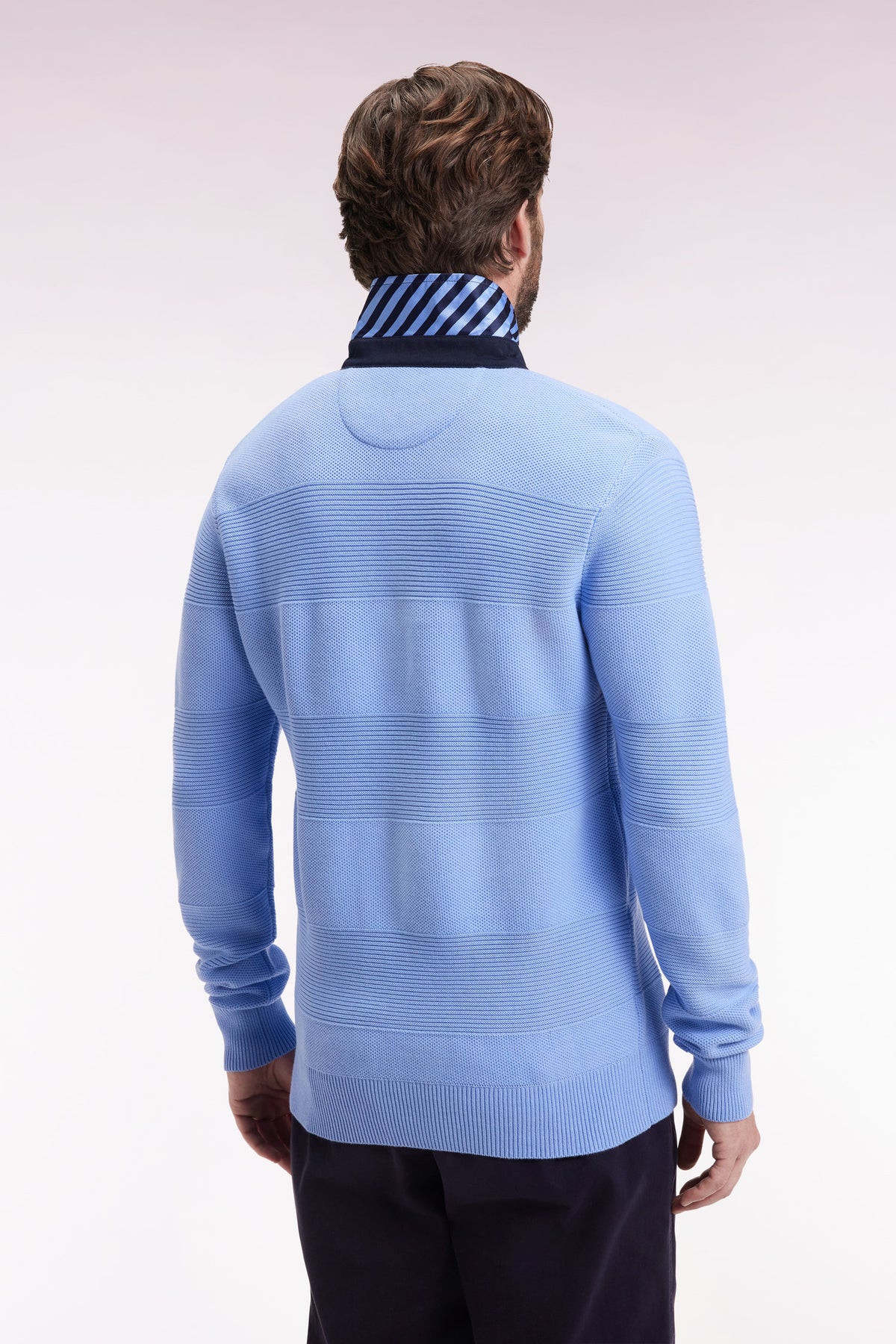 Eden Park Sky cotton jersey collar sweater with stripe effect