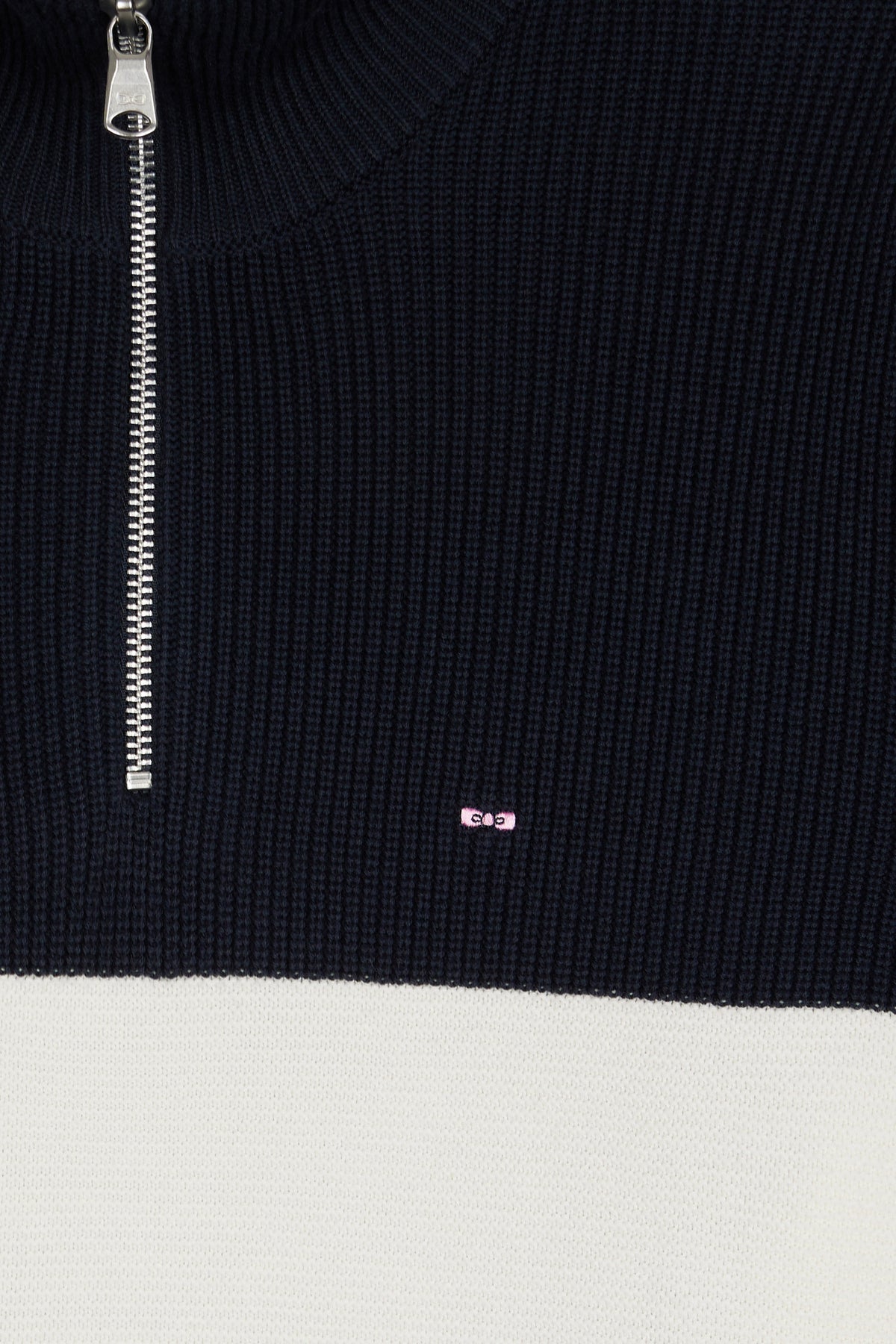 Eden Park Brown and navy cotton trucker collar sweater with stripe effect