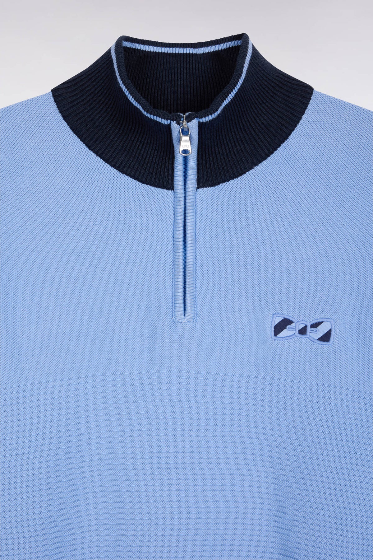 Eden Park Sky cotton trucker collar sweater with bow tie