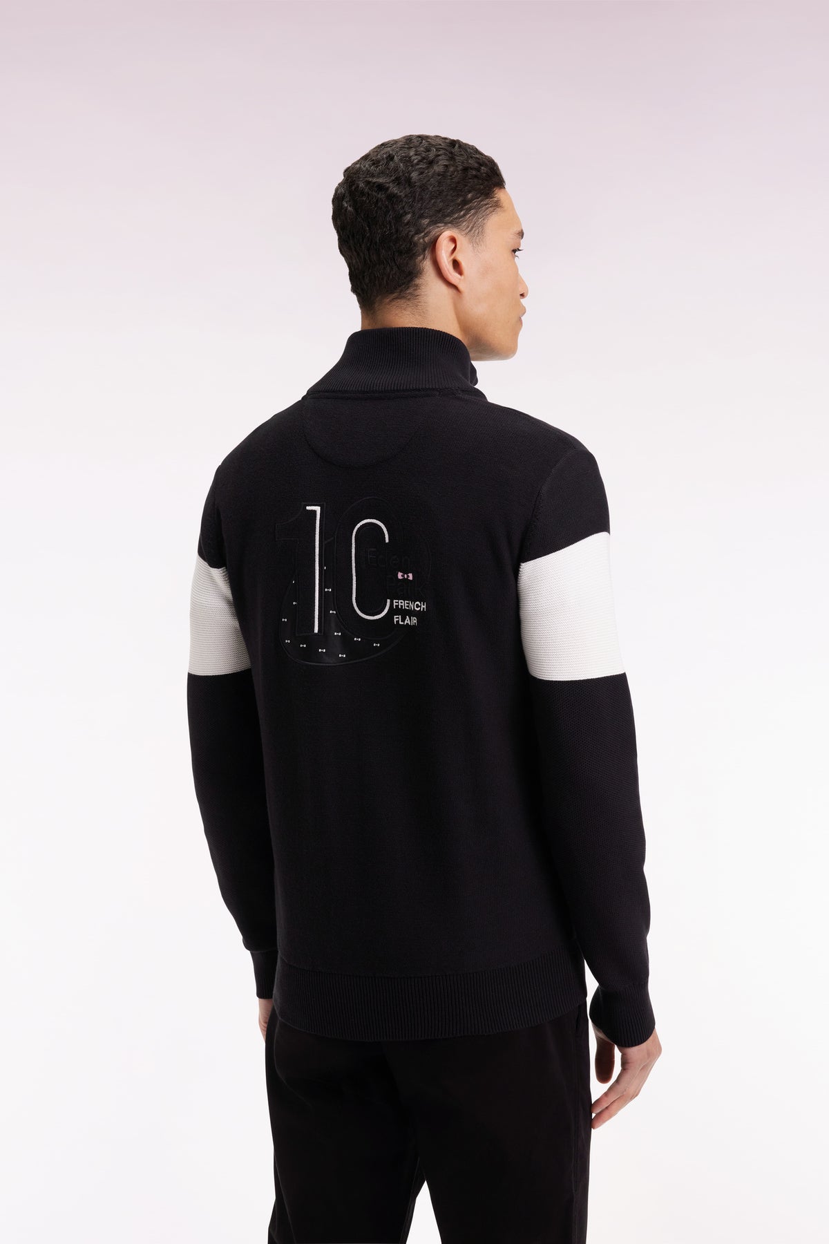 Eden Park Black cotton trucker collar sweater with embroidery on the back - MISSING FLAT