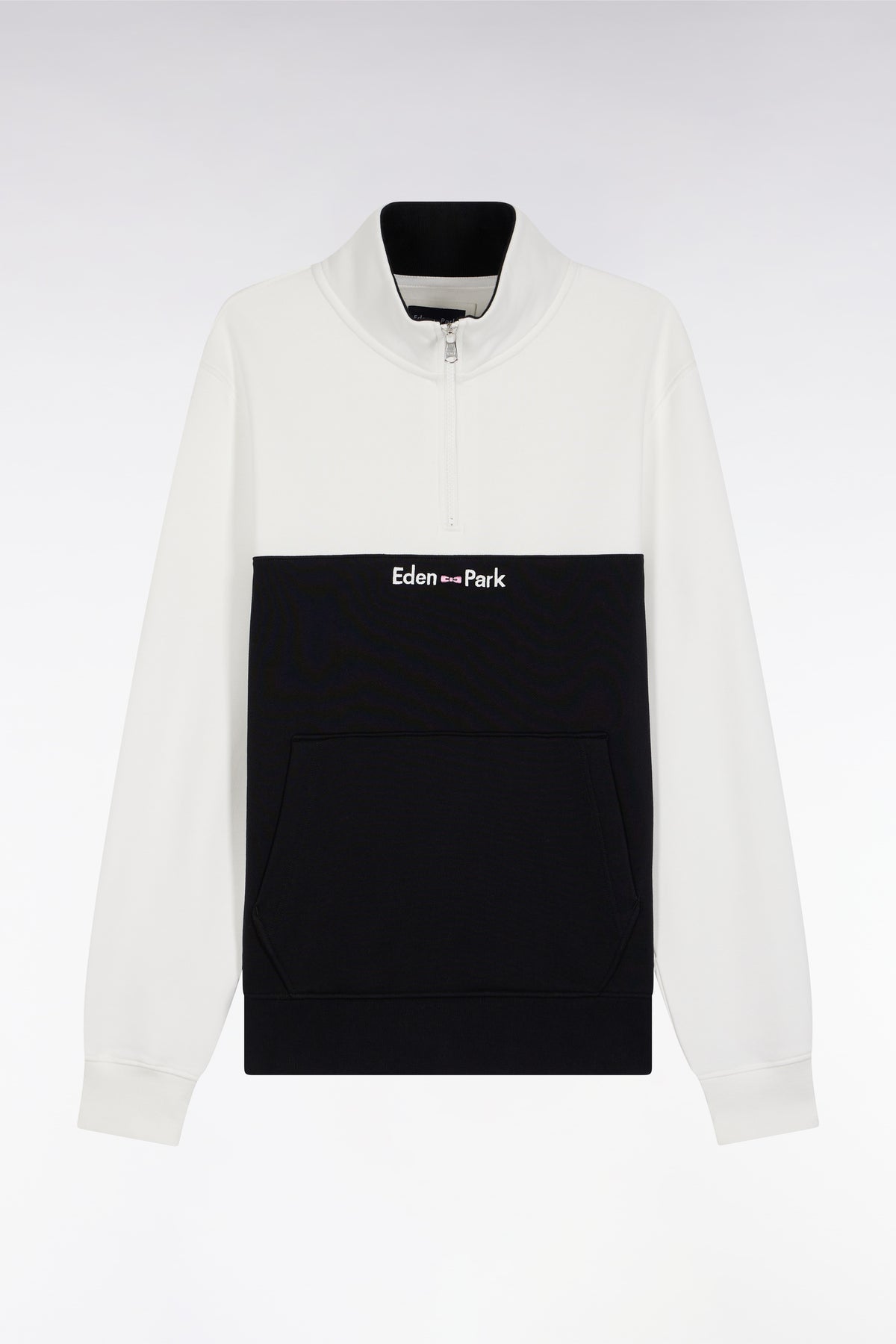 Eden Park Two-tone white fleece trucker collar sweatshirt