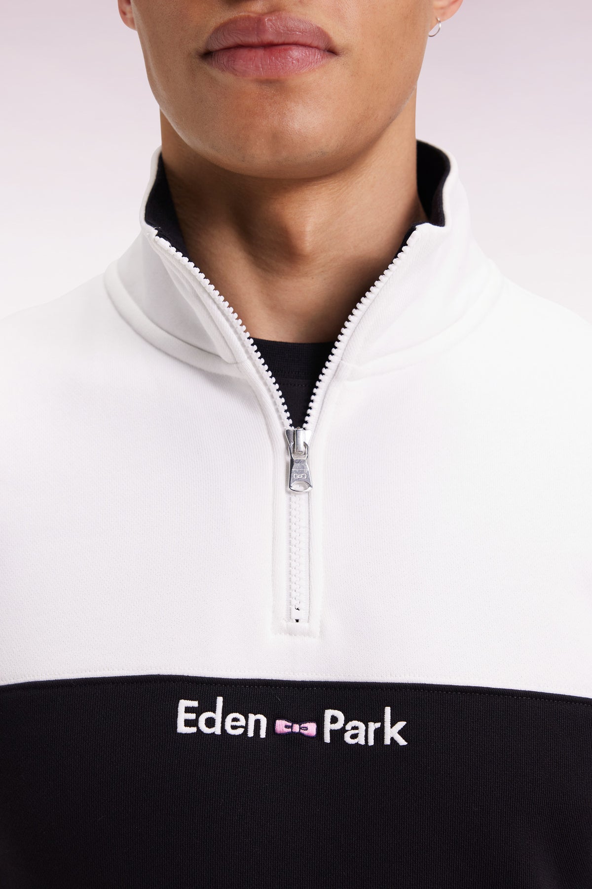Eden Park Two-tone white fleece trucker collar sweatshirt