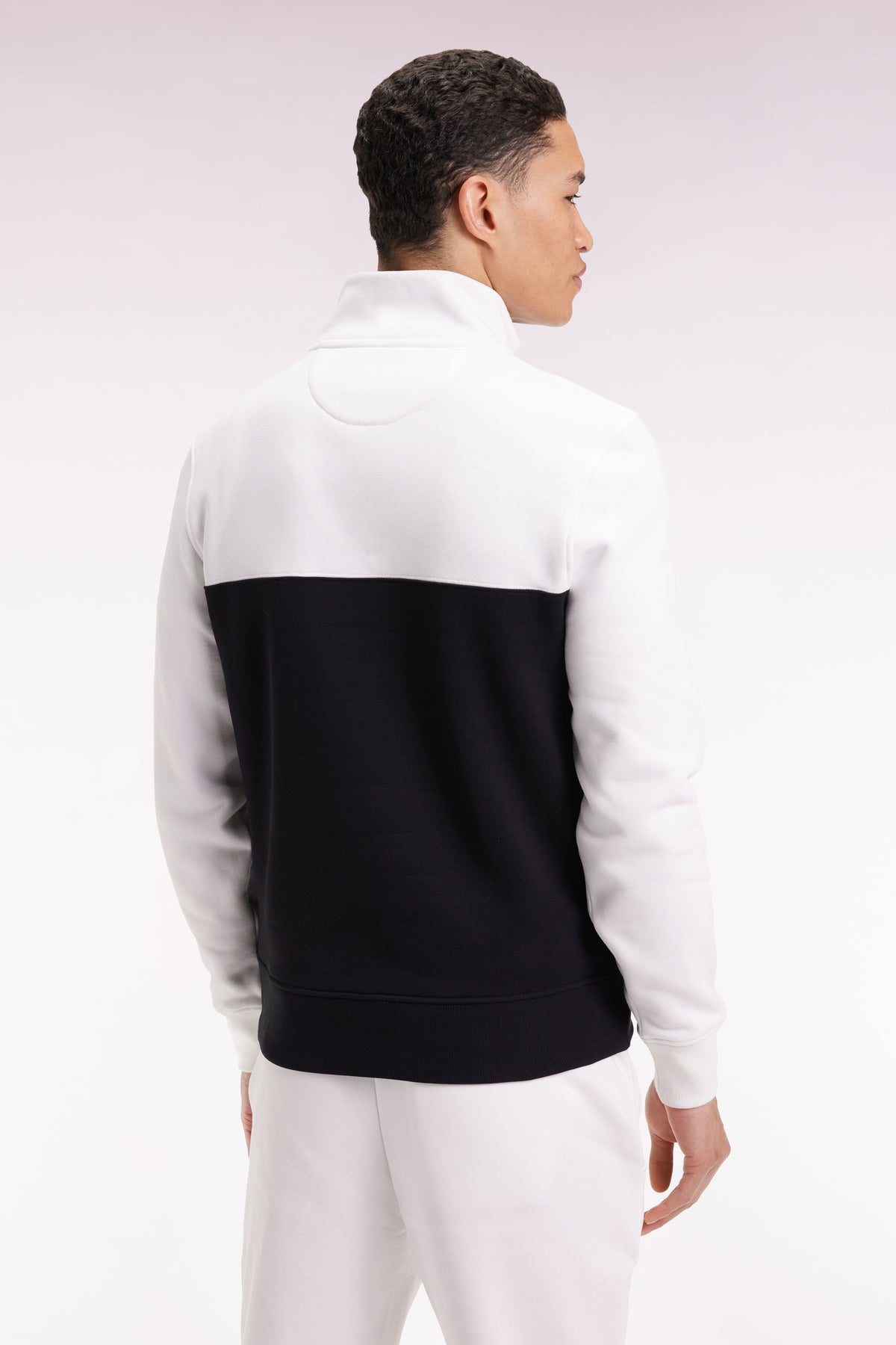 Eden Park Two-tone white fleece trucker collar sweatshirt