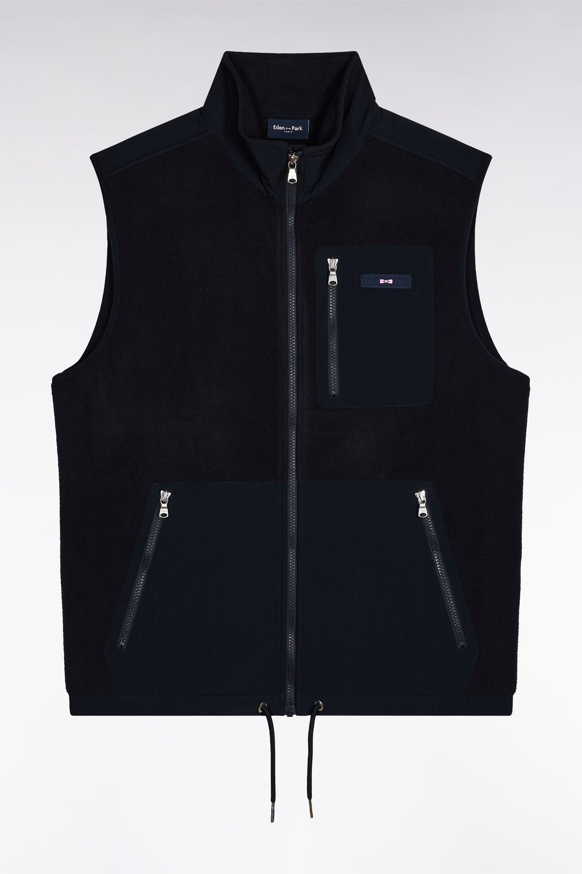 Eden Park Zip-up hooded sleeveless sweatshirt in navy navy straight cut