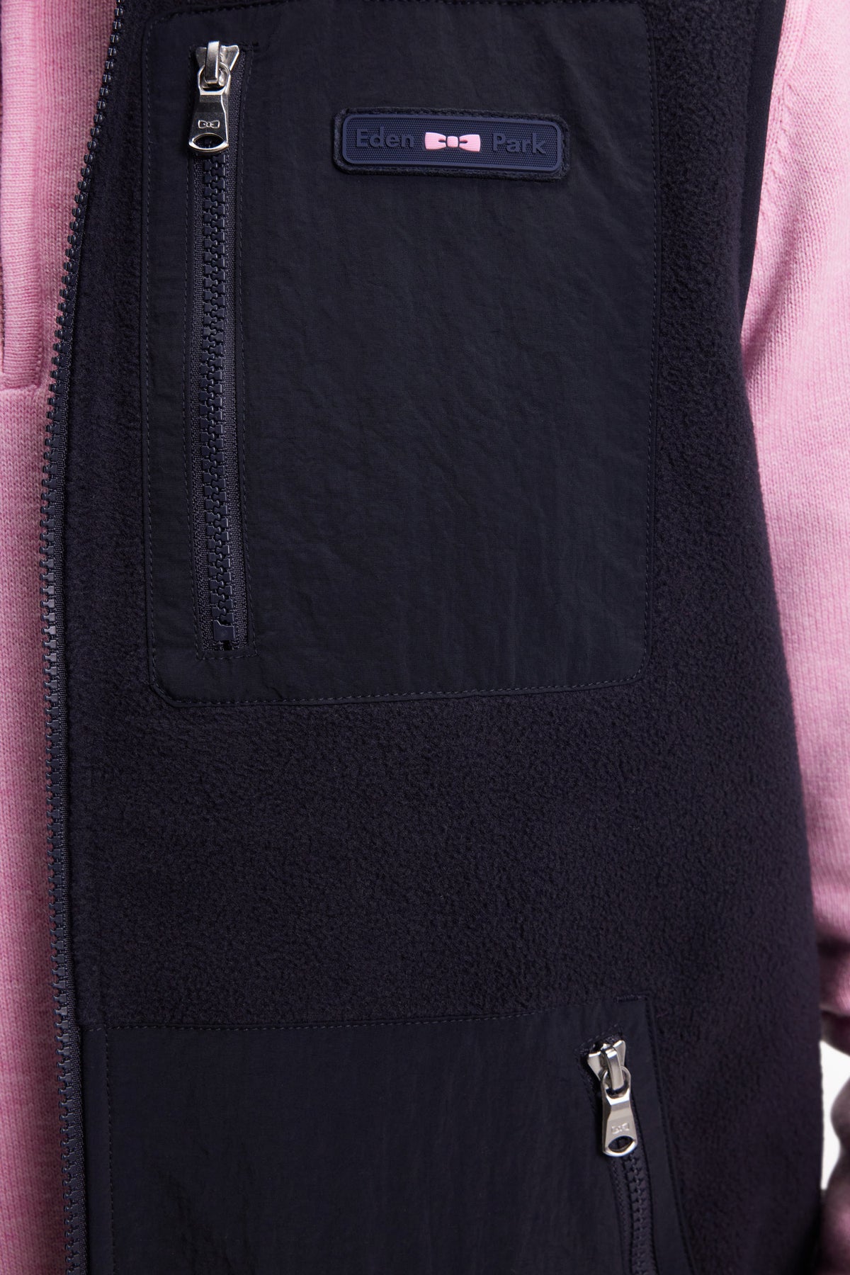 Eden Park Zip-up hooded sleeveless sweatshirt in navy navy straight cut