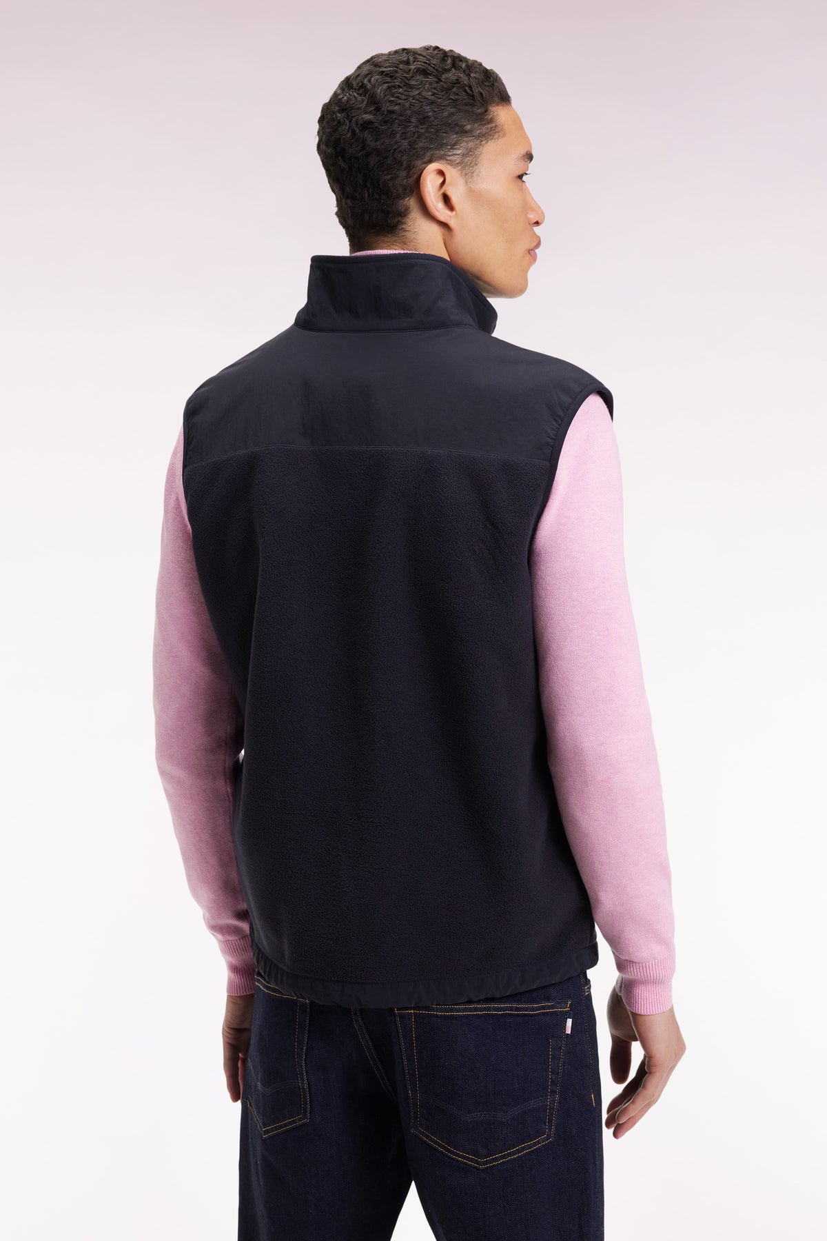 Eden Park Zip-up hooded sleeveless sweatshirt in navy navy straight cut