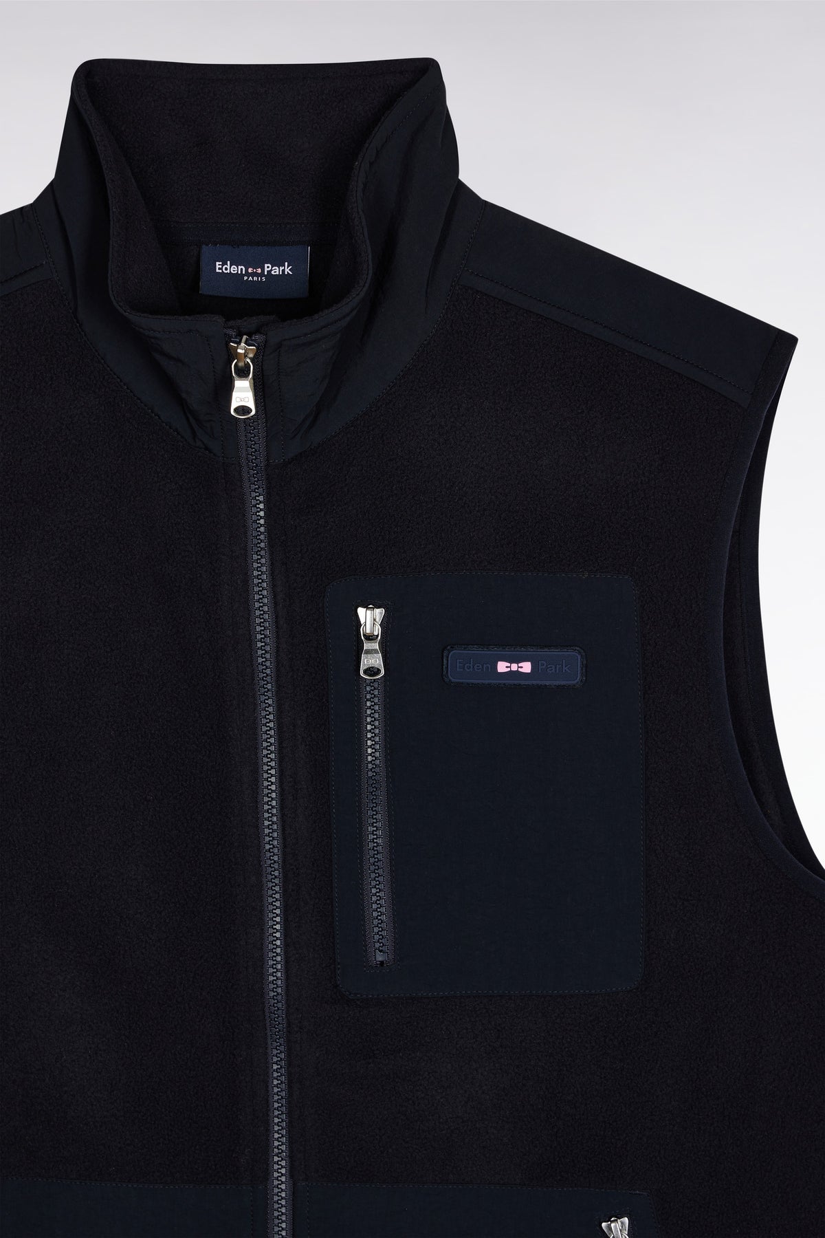 Eden Park Zip-up hooded sleeveless sweatshirt in navy navy straight cut