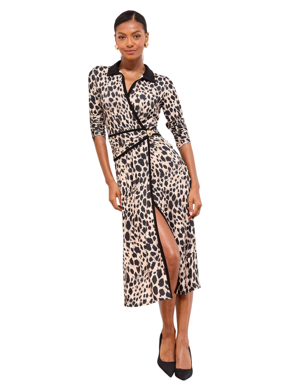 Lipsy London Monochrome Lipsy Animal Print Woven Pleated Midi Shirt Dress