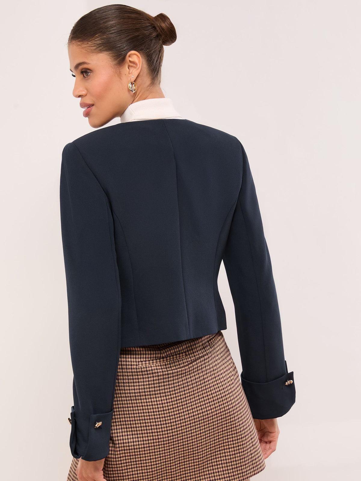 Lipsy London Lipsy Navy Collarless Cropped Blazer