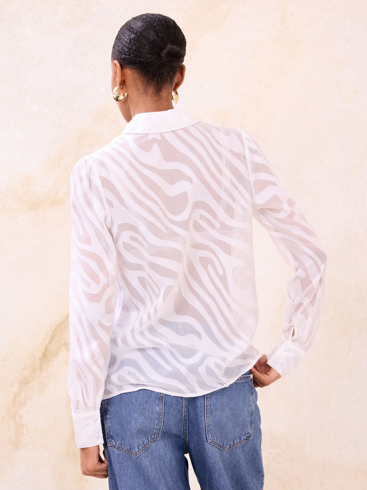 Lipsy London Lipsy White Burnout Button Through Shirt
