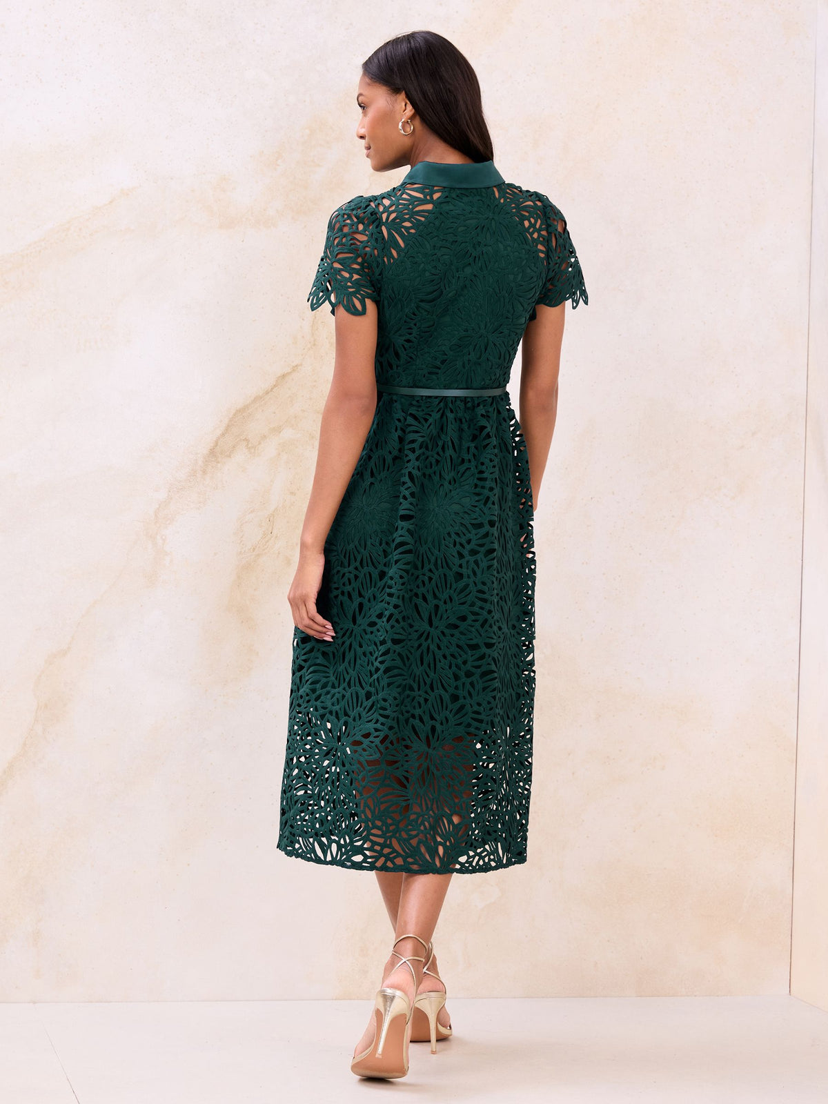 Lipsy London Lipsy Teal Blue Premium Lace Shirt Maxi Dress