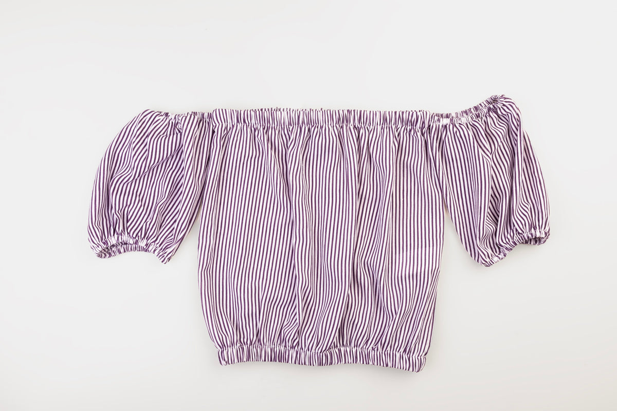 Forever 21 Striped Off-the-Shoulder Smocked Crop Top