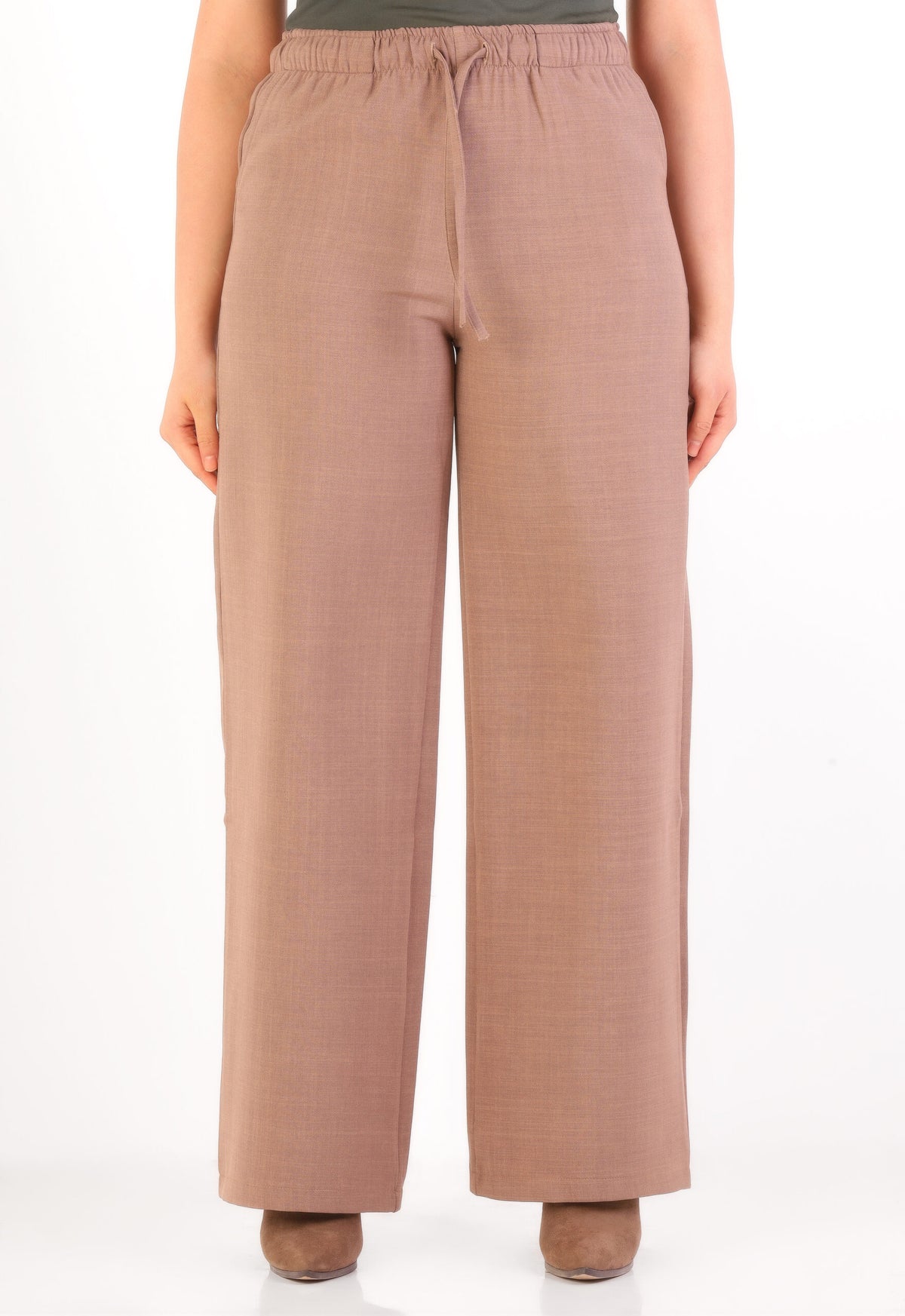 Forever 21 Effortless Linen-Blend Wide-Leg Drawstring Trousers