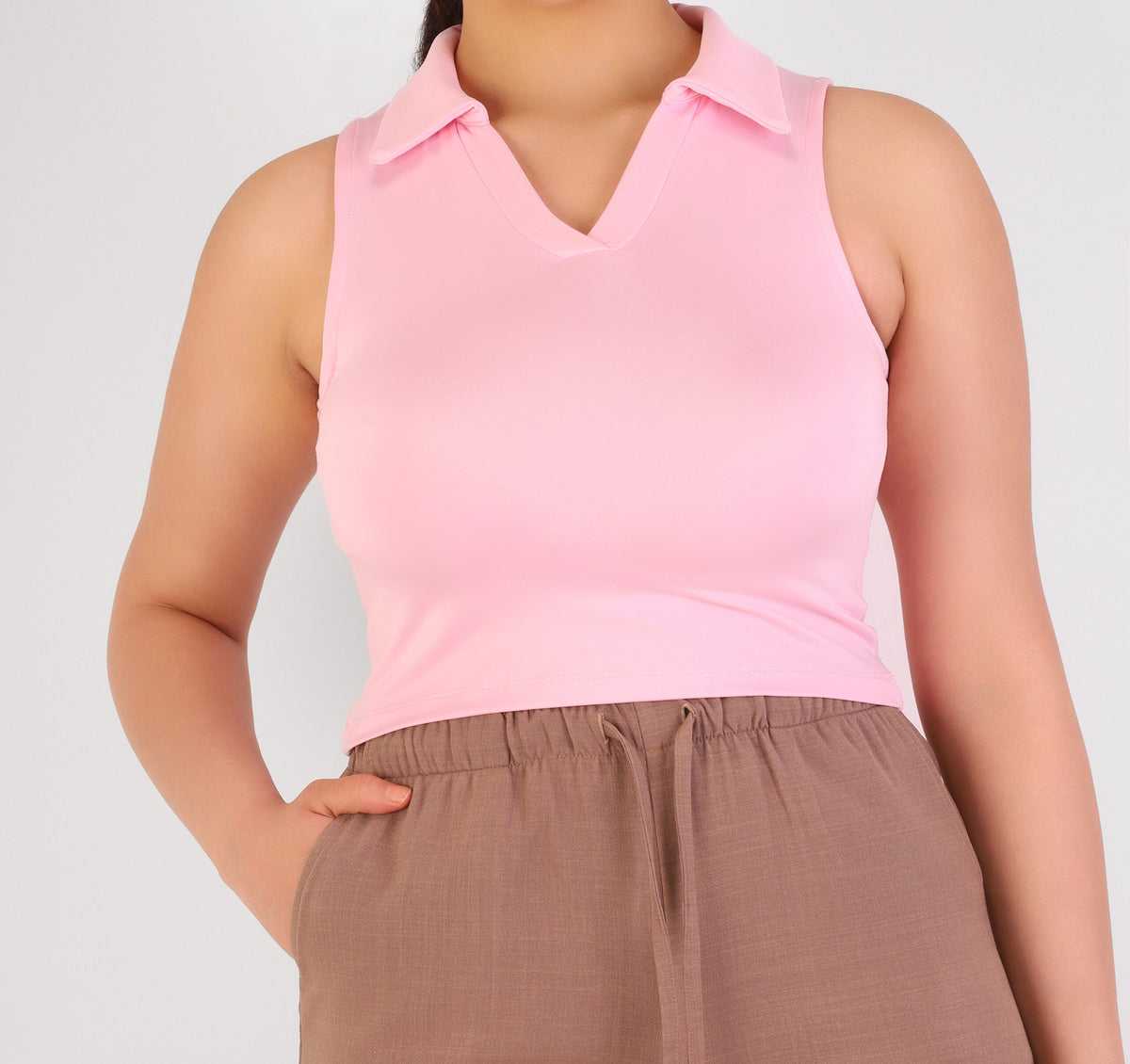 Forever 21 Preppy Sleeveless Polo Crop Top