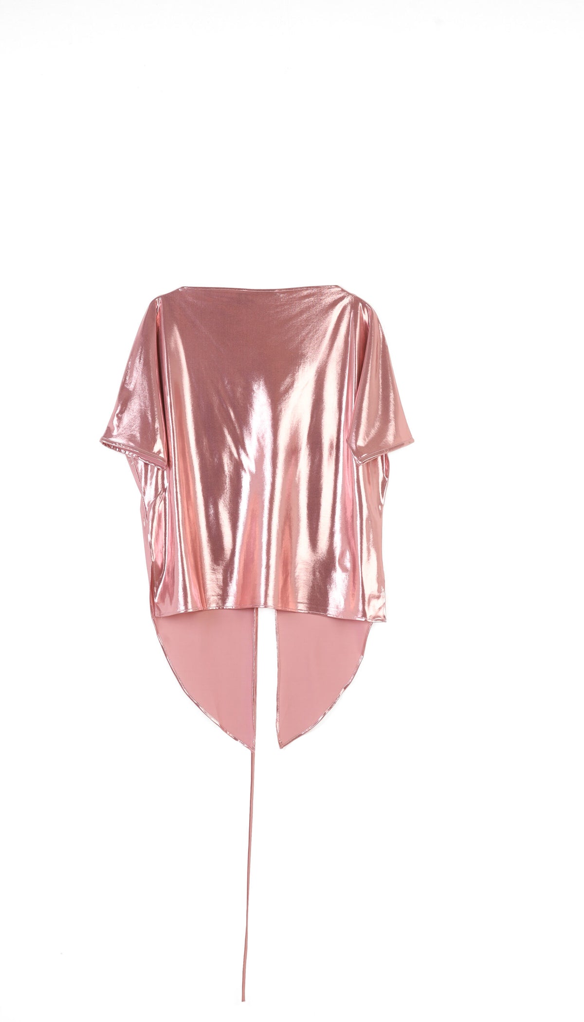 Forever 21 Metallic Foil Draped Boat-Neck Top with Split Tie-Hem