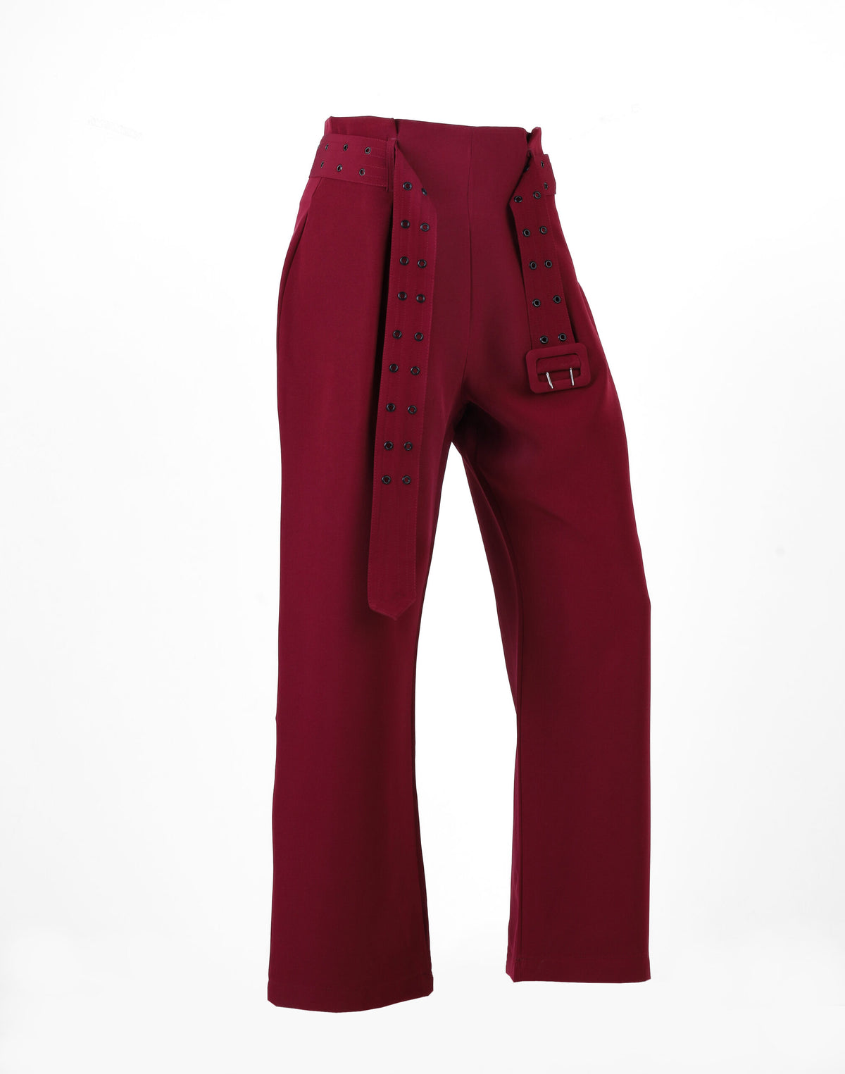 Forever 21 High-Waisted Wide-Leg Trousers with Multi-Grommet Eyelet Belt
