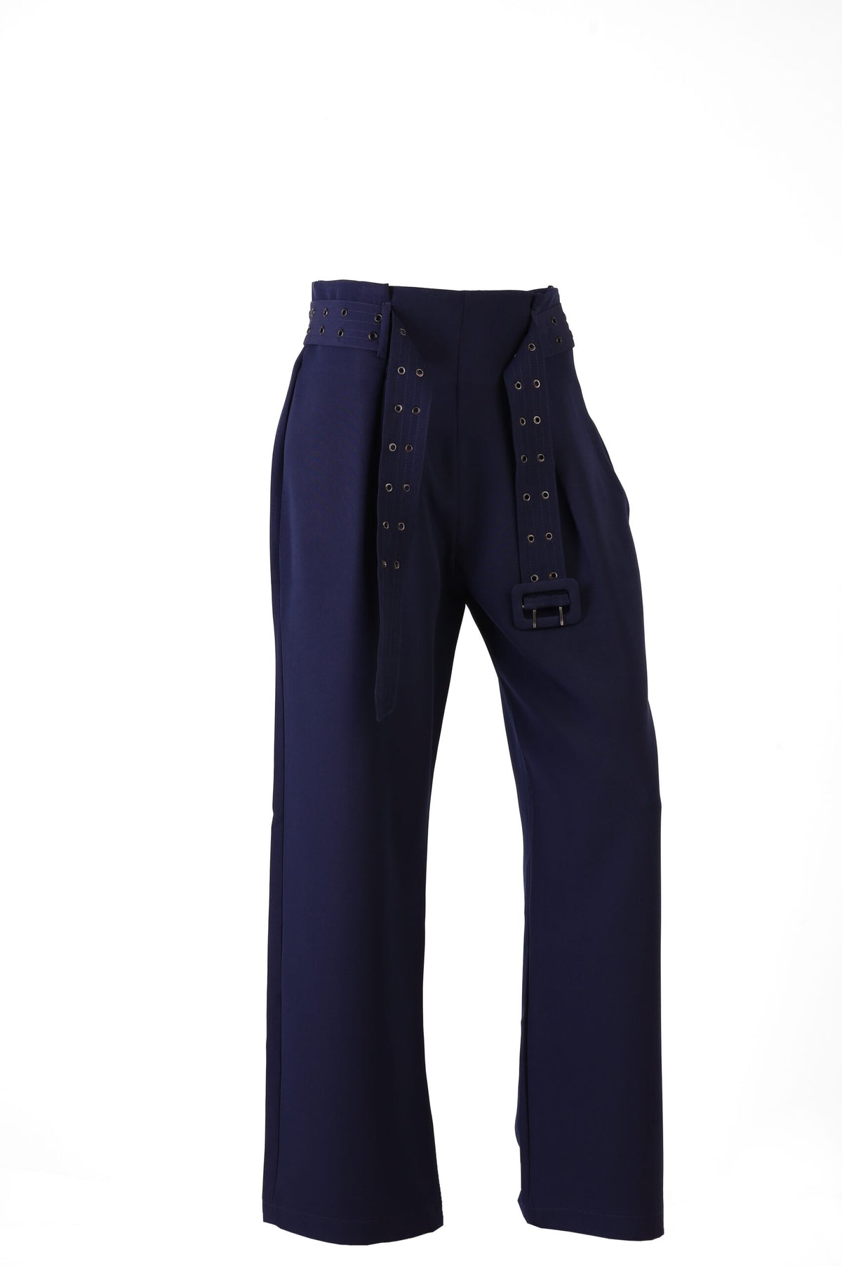 Forever 21 High-Waisted Wide-Leg Trousers with Multi-Grommet Eyelet Belt