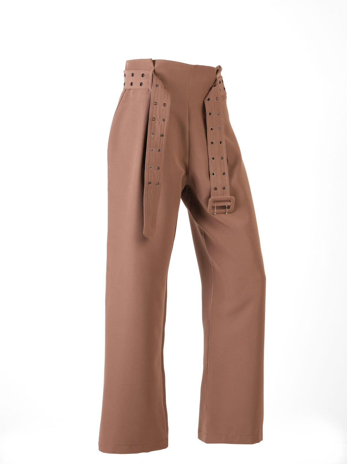 Forever 21 High-Waisted Wide-Leg Trousers with Multi-Grommet Eyelet Belt
