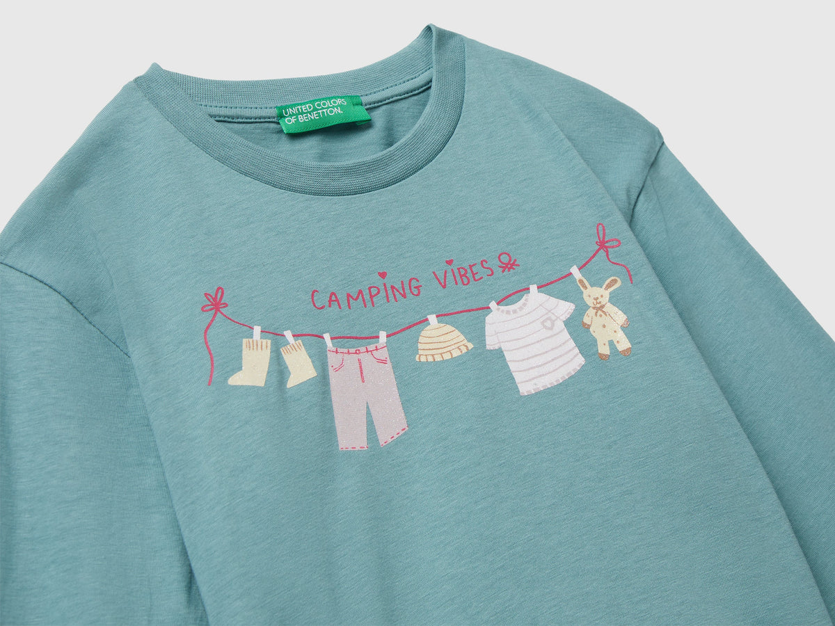 Benetton Cotton t-shirt with glittery print