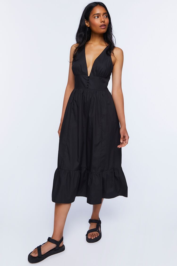 Forever 21 Plunge Corset Tiered Midi Dress