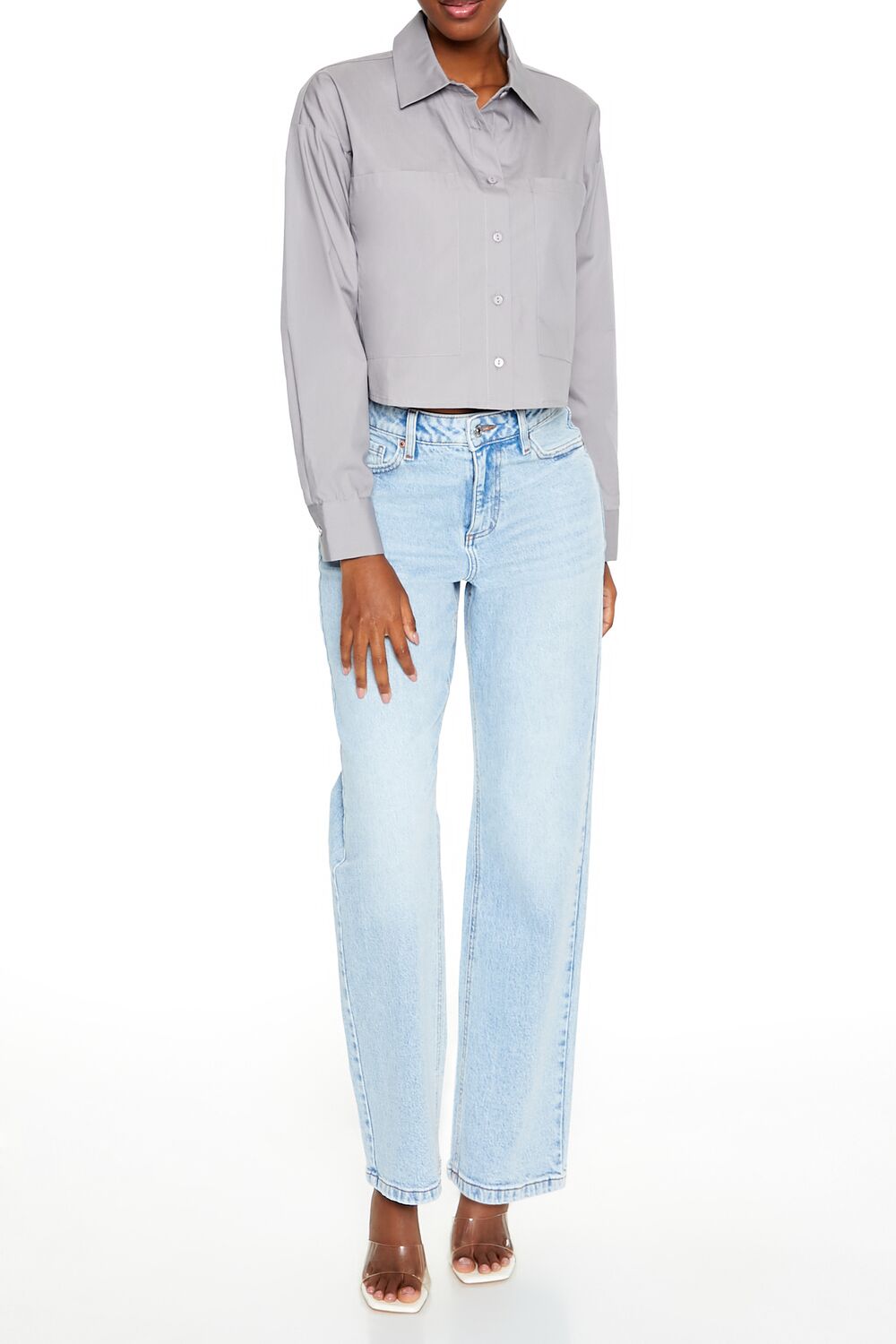 Forever 21 Cropped Button-Up Shirt