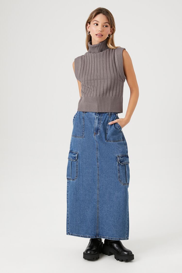 Forever 21 Ribbed Sleeveless Turtleneck Sweater