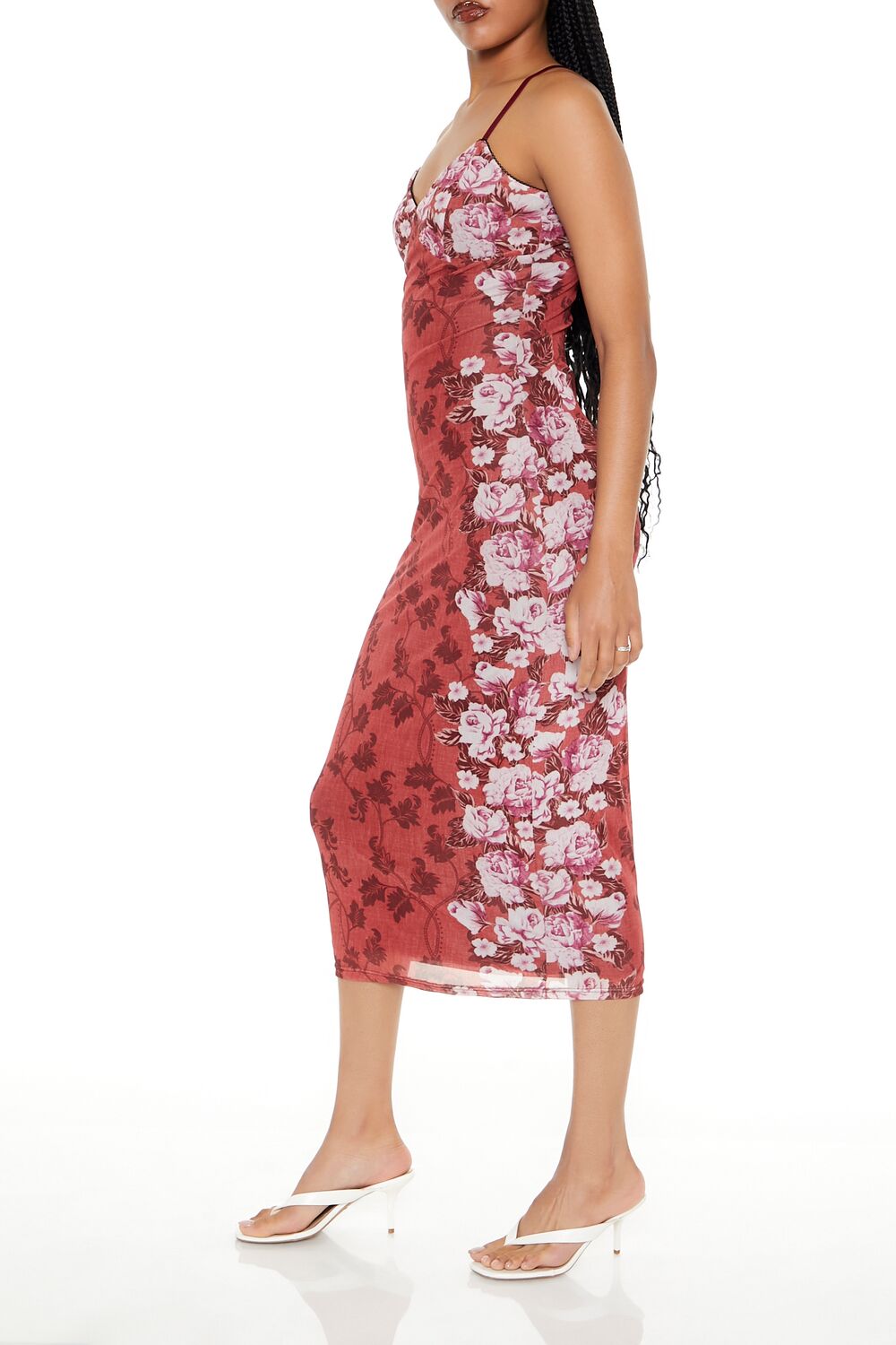 Forever 21 Floral Mesh Slip Maxi Dress