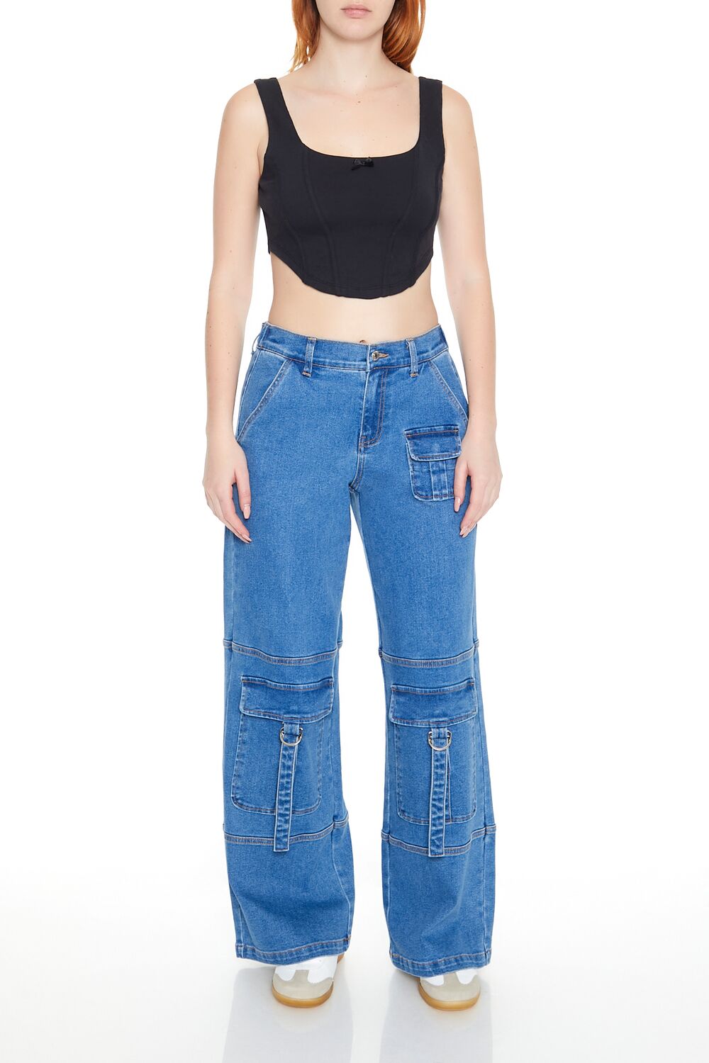 Forever 21 Corset Curved-Hem Crop Top