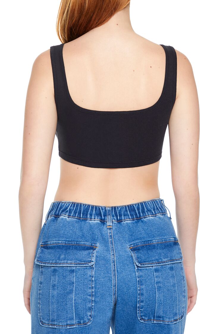 Forever 21 Corset Curved-Hem Crop Top
