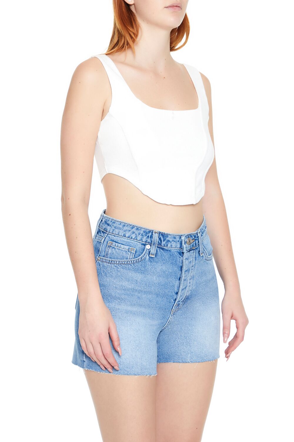 Forever 21 Corset Curved-Hem Crop Top
