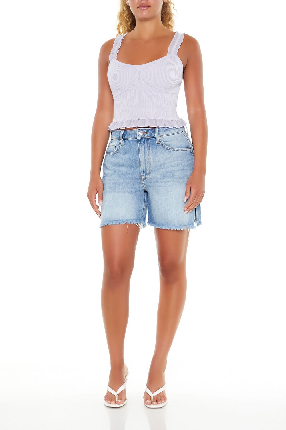 Forever 21 Ruffle-Trim Knit Crop Top