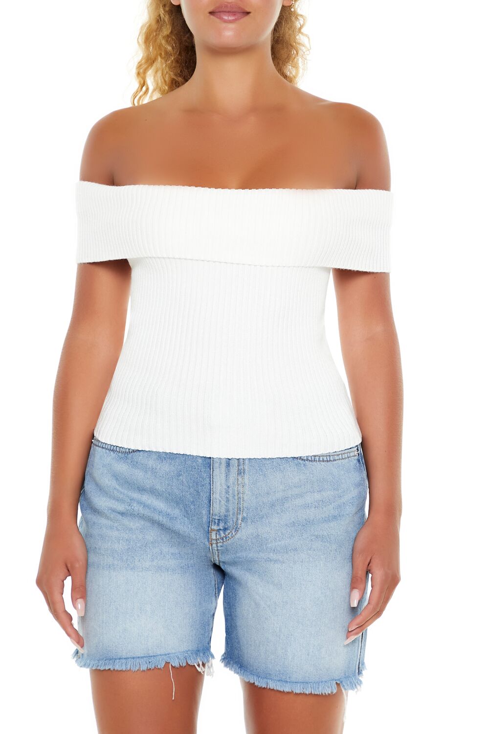 Forever 21 Off-the-Shoulder Sweater-Knit Top