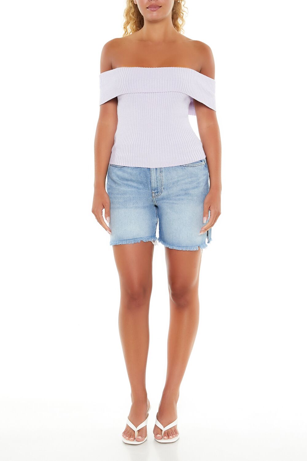 Forever 21 Off-the-Shoulder Sweater-Knit Top