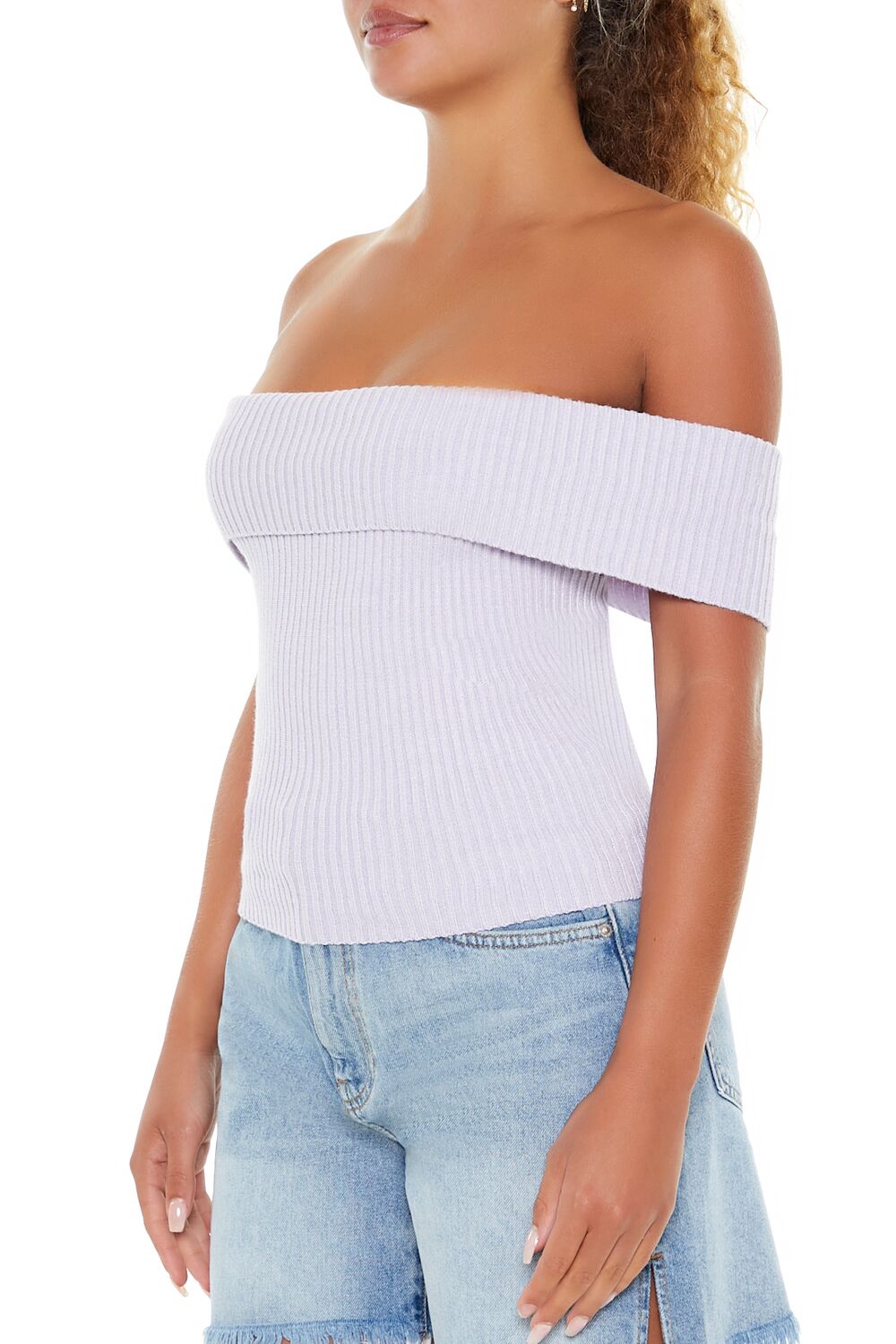 Forever 21 Off-the-Shoulder Sweater-Knit Top