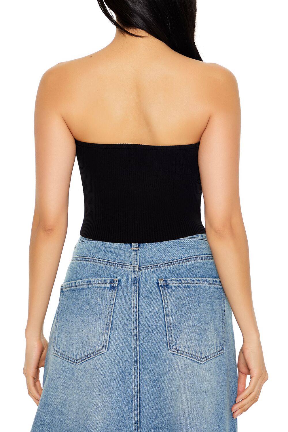 Forever 21 Embroidered Sweater-Knit Tube Top