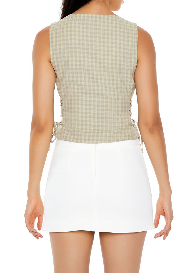 Forever 21 Gingham Lace-Up Corset Top